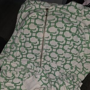 Juicy Couture White & Green Patterned Zip-Up Jacket
